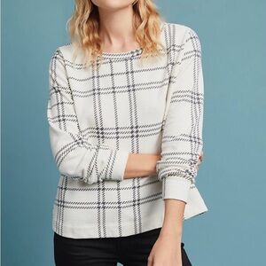 Anthropologie cream checkered top.